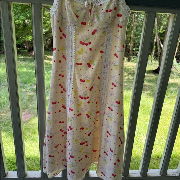 Tan Cream cherry and bow Dress - Picture 1 of 3